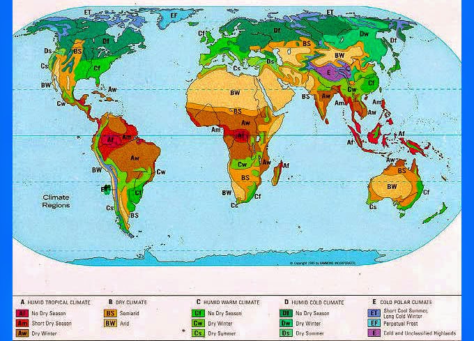 Pembagian wilayah iklim menurut Koppen