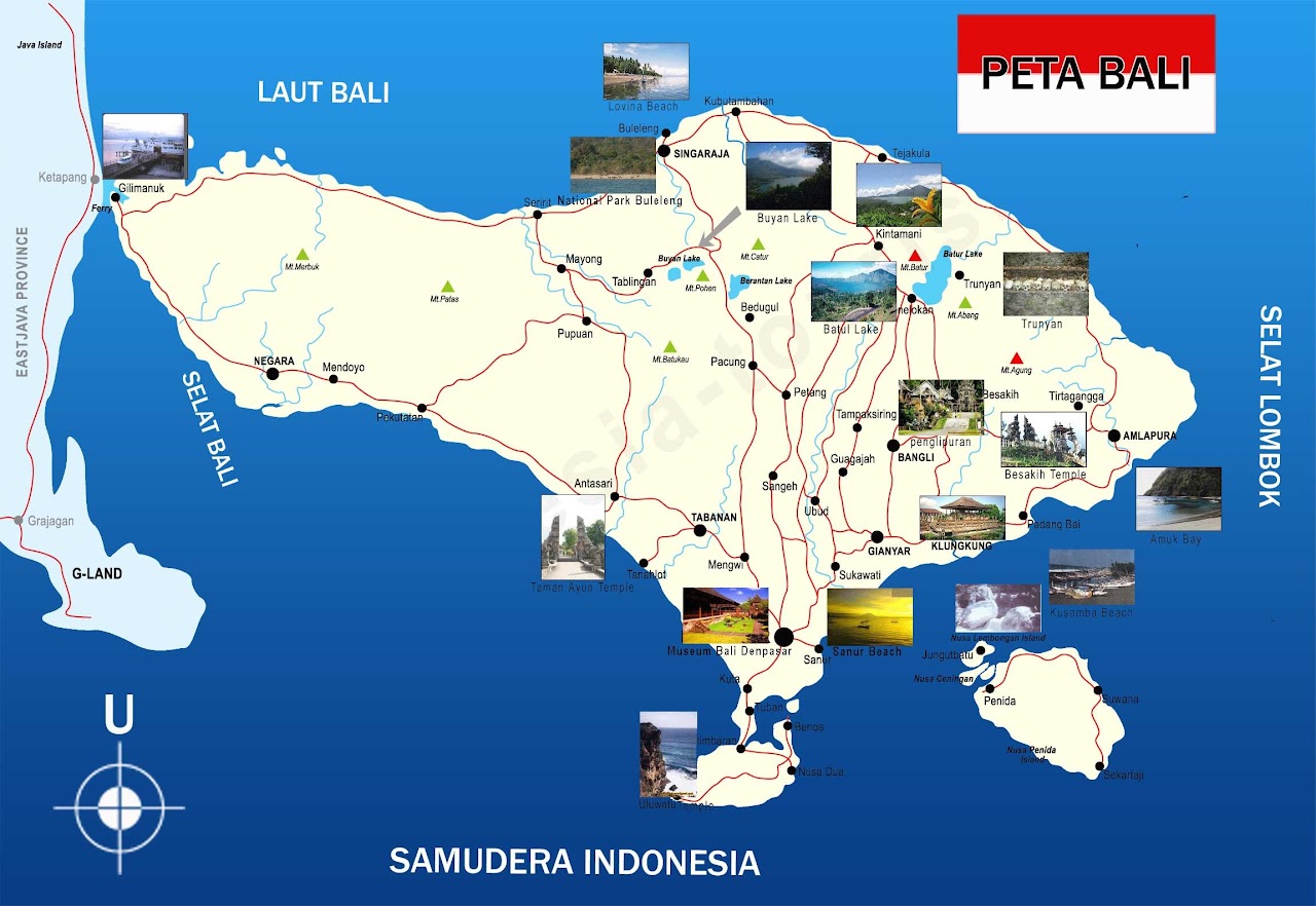 Peta Bali lengkap dengan nama kabupaten dan kota