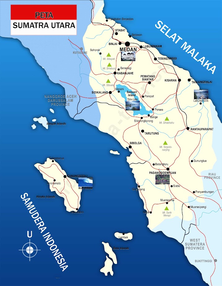 Peta Sumatra Utara lengkap dengan 25 nama kabupaten dan 8 kota
