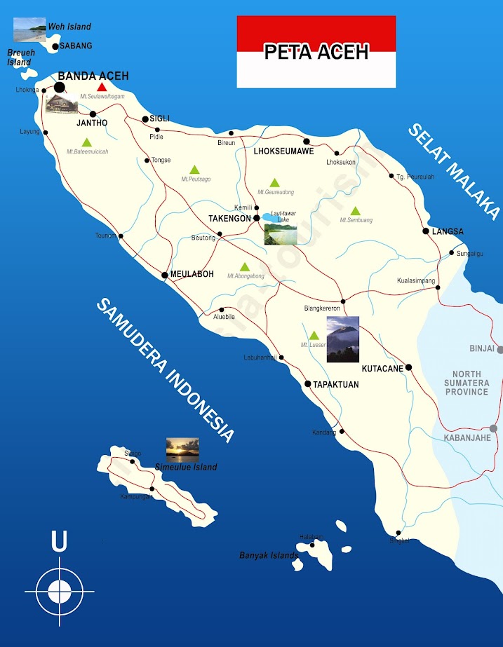 Peta Aceh Lengkap dengan nama Kabupaten dan Kota
