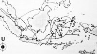 Map of the routes of Islam spreading in Indonesia