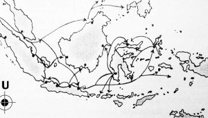 Map of the routes of Islam spreading in Indonesia