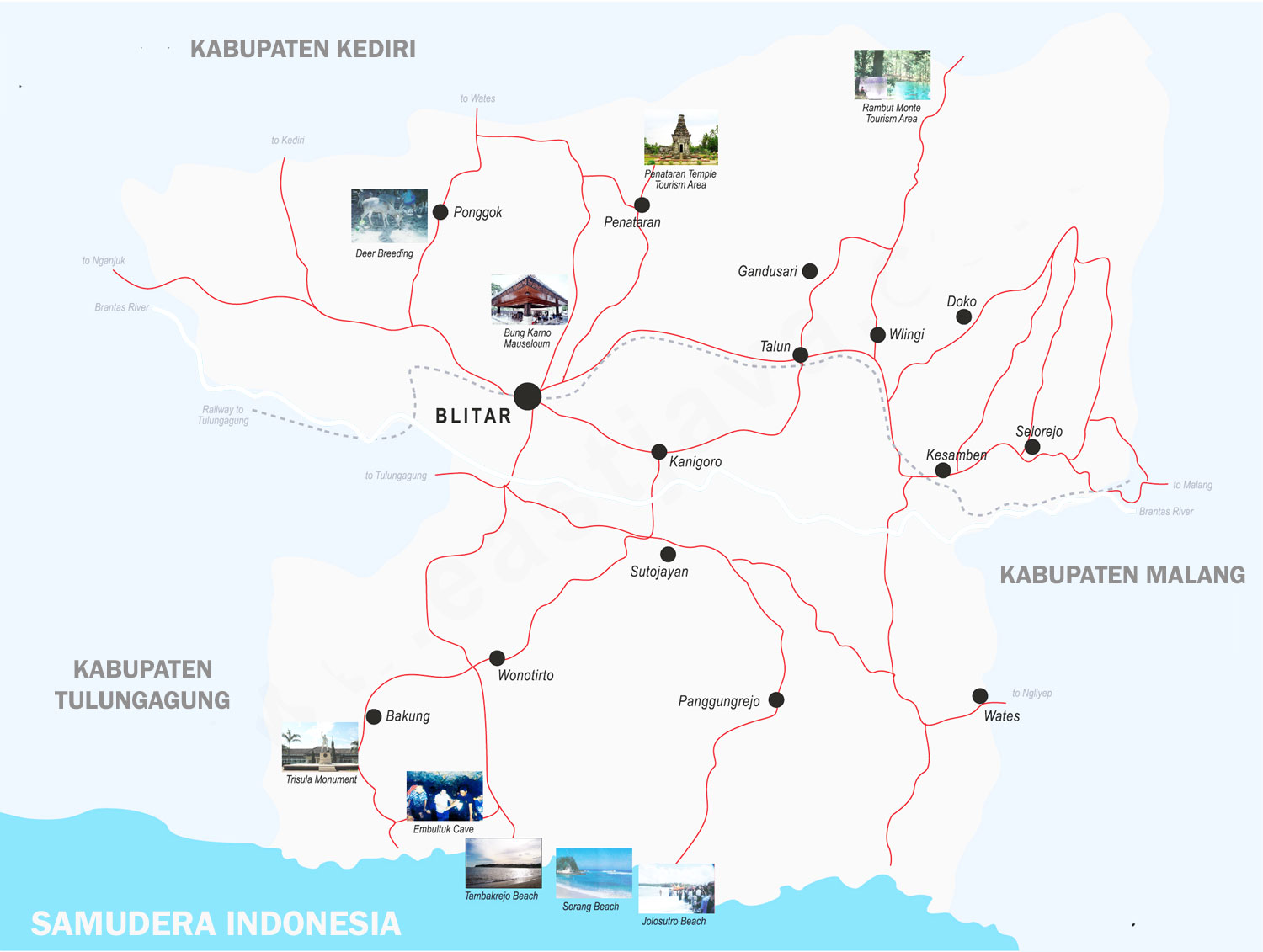 Peta Blitar Lengkap 25 Kecamatan