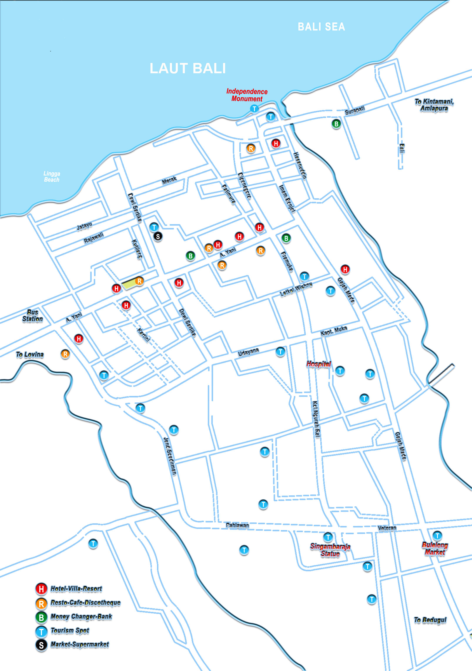 Peta Singaraja, Peta wisata Bali