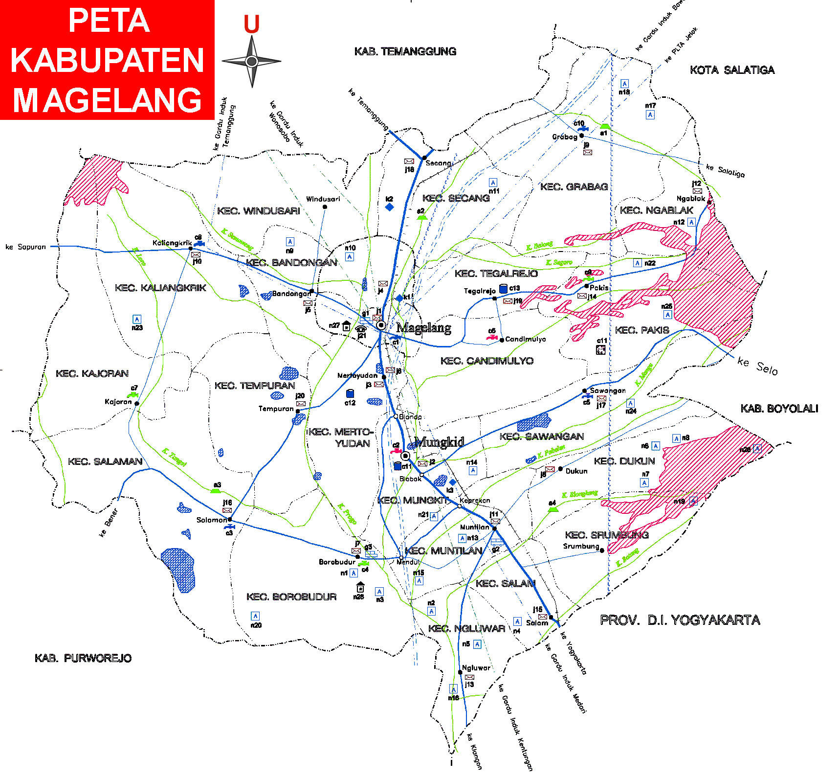 Peta Kabupaten Magelang Lengkap 21 Kecamatan