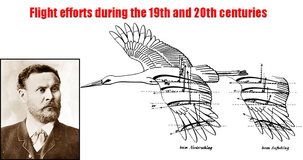 Flight efforts during the 19th and 20th centuries