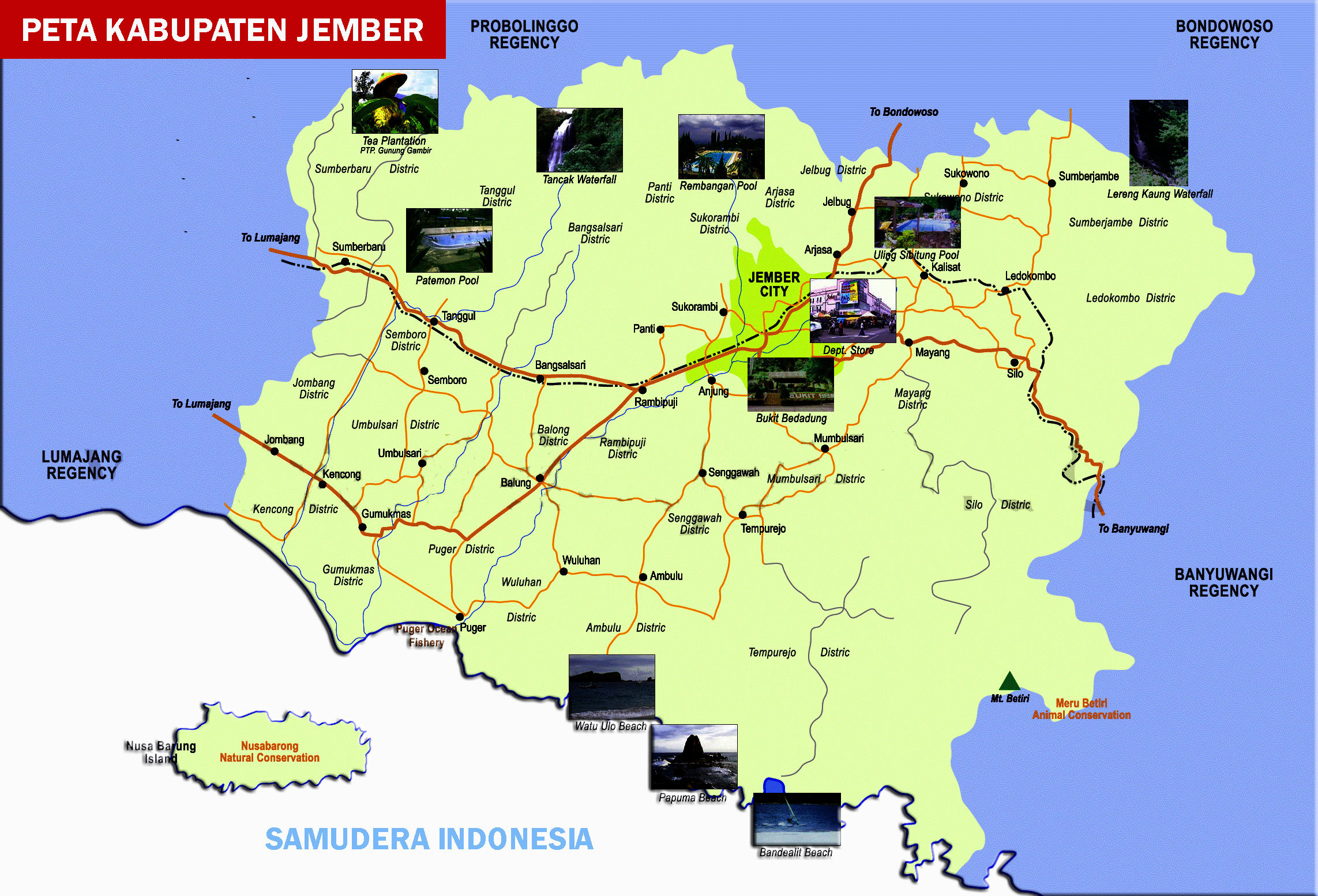 Peta Kabupaten Jember, Jawa Timur