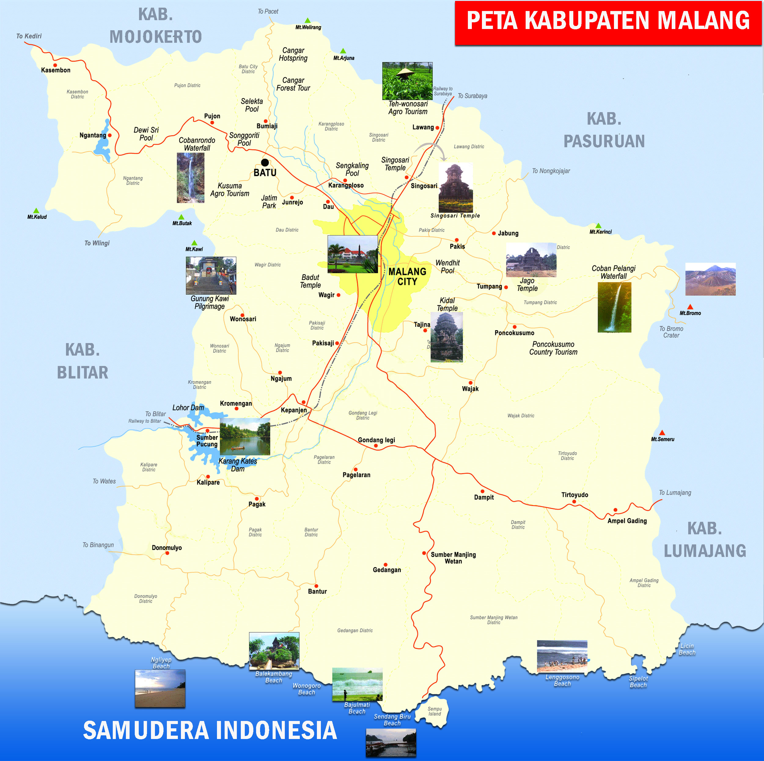 Peta Kabupaten Malang Jawa Timur Lengkap 33 Kecamatan