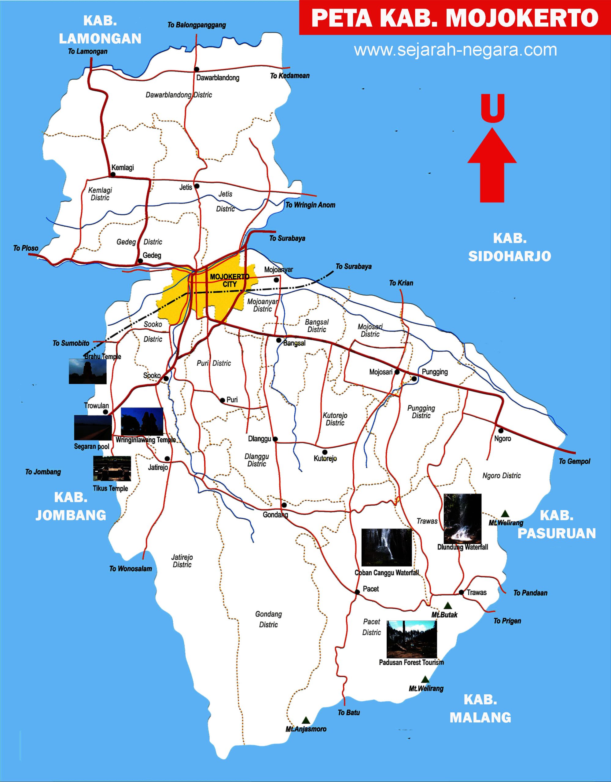 Peta Mojokerto Lengkap 20 Kecamatan