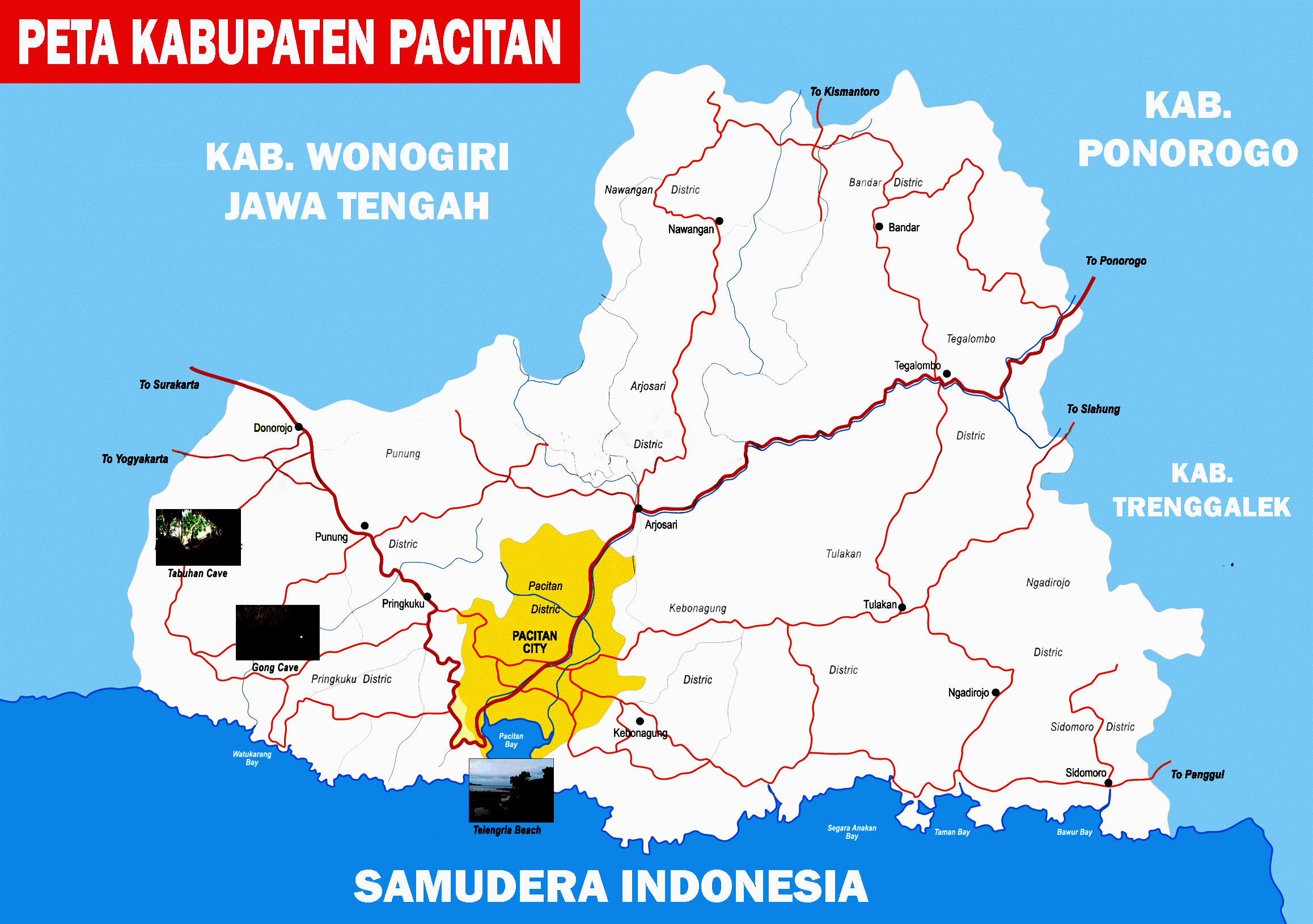 Peta Pacitan Lengkap 12 Kecamatan