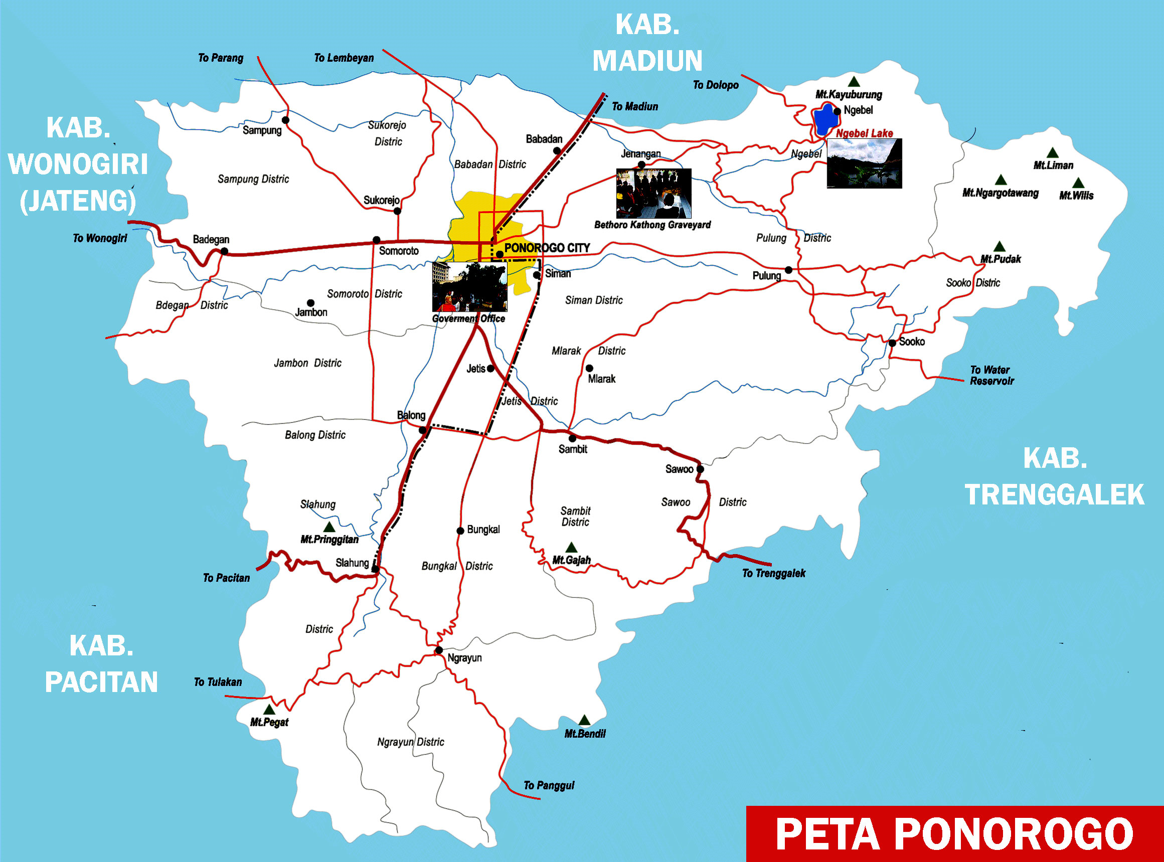 Peta Ponorogo Lengkap 21 Kecamatan