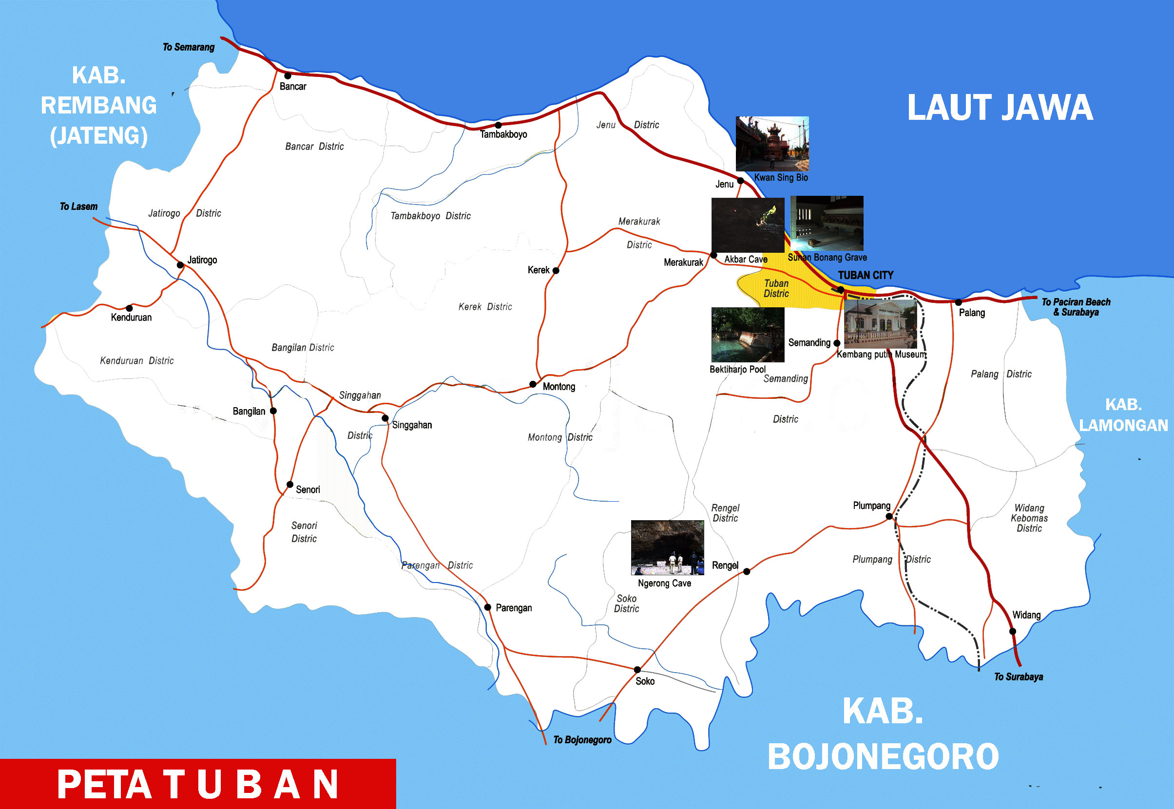 Peta Tuban Lengkap 20 Kecamatan