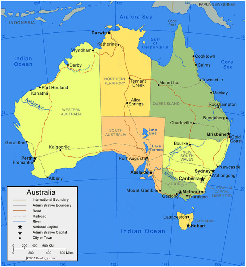 Peta Australia 3 Warna