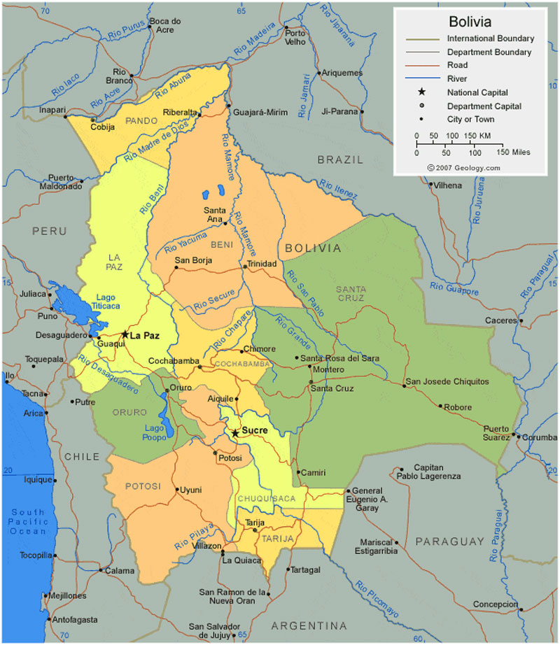 Peta Negara Bolivia
