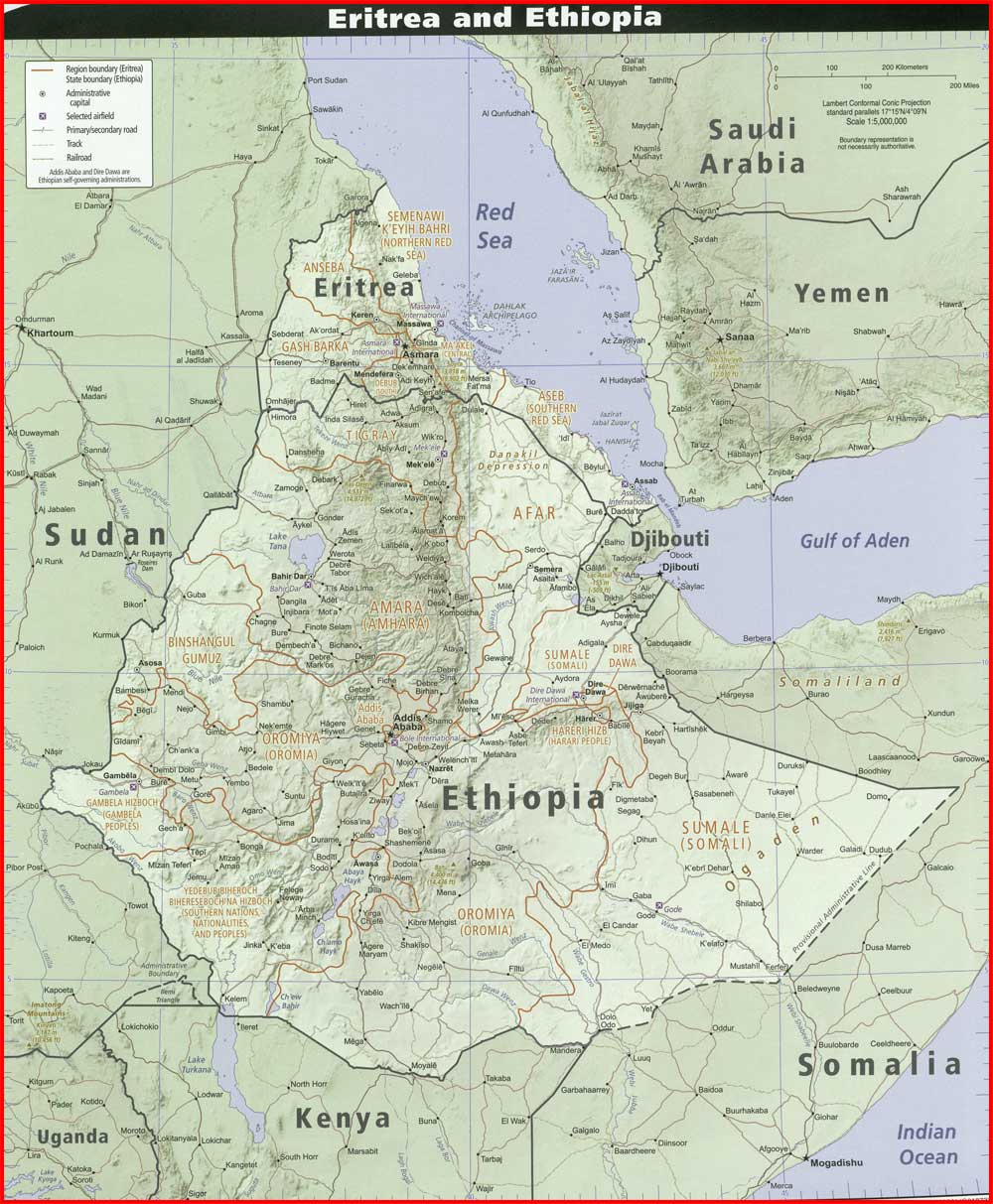 Peta politik Ethiopia Gambar Peta politik Ethiopia