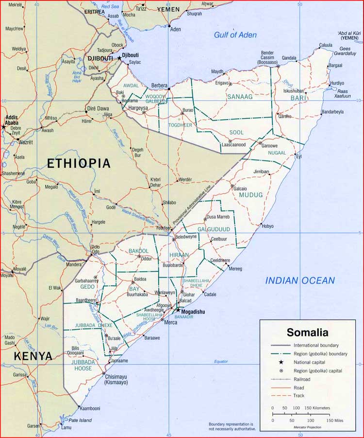Peta politik Somalia Gambar Peta politik Somalia