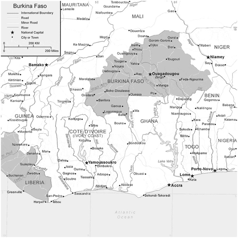 Black and white Burkina Faso Map image: Black and white Burkina Faso Map