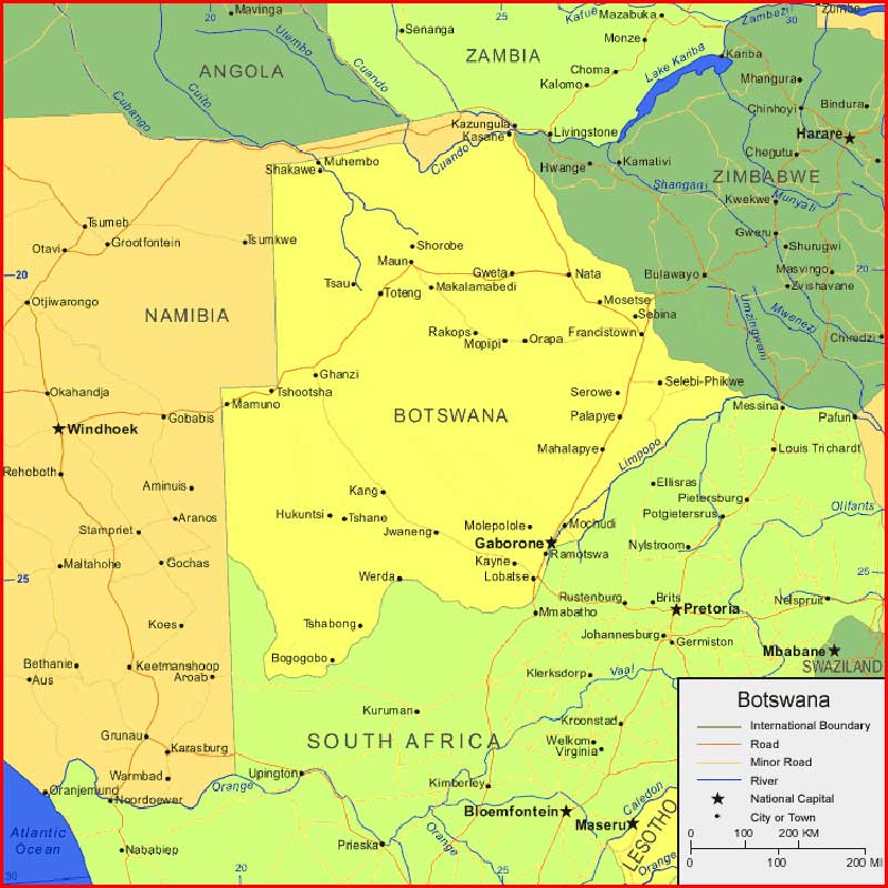 Botswana Map in Africa