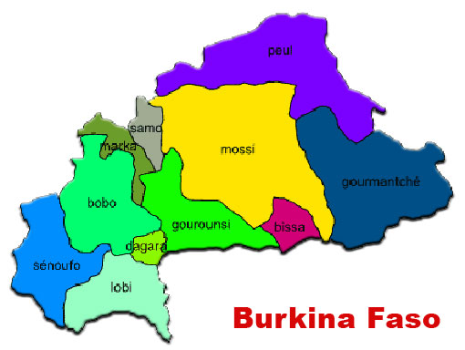 Burkina Faso map blank color image: Burkina Faso map blank color