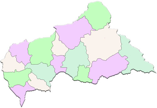 Central African Republic Map with Provinces 6 Central African Republic blank Map color
