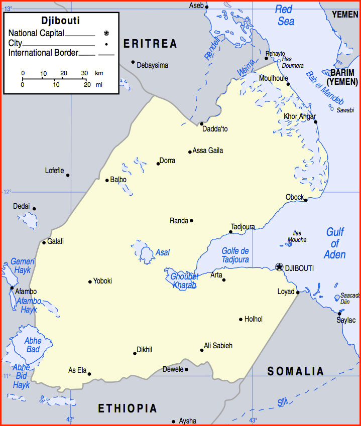 Djibouti Map in Africa