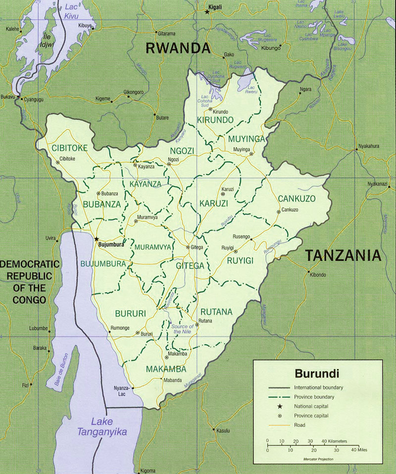 Burundi Map Africa With Province Capital