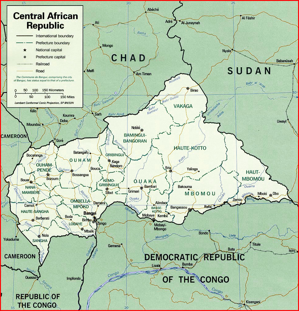 Central African Republic Map with Provinces