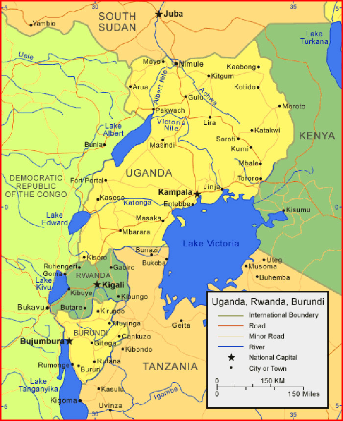Uganda map Africa High Resolution