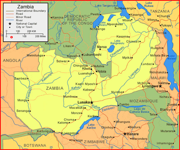 Zambia Map Africa High Resolution