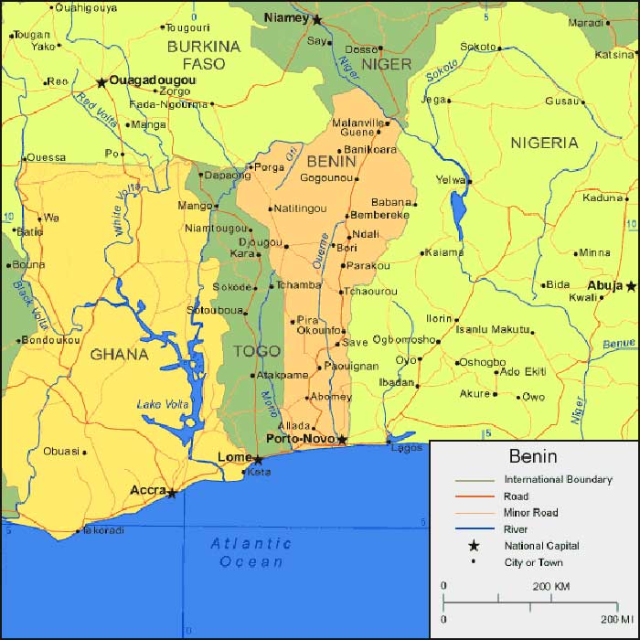 Benin on a Map Africa
