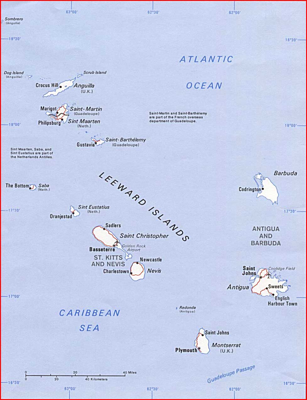 Leeward Islands Political Map image: Leeward Islands Political Map