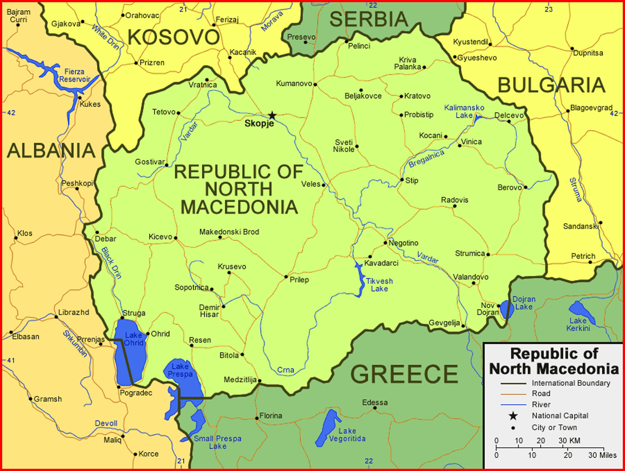 Republic of North Macedonia Map High Resolution
