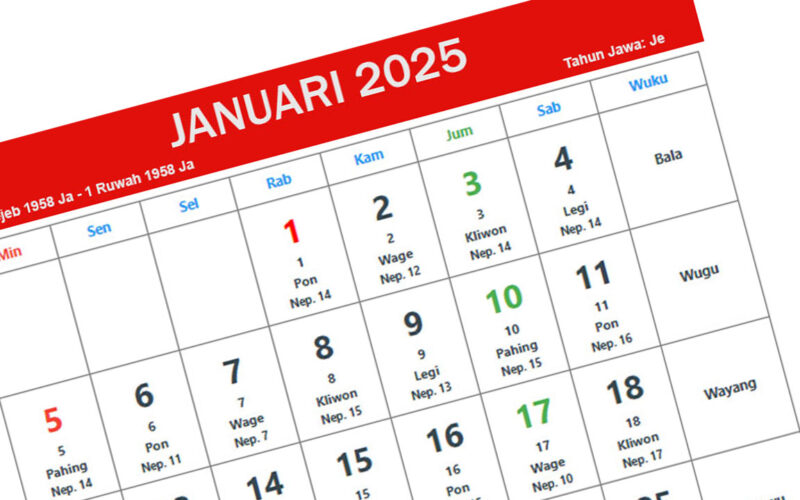 Kalender Jawa Januari 2025 pdf dan jpg