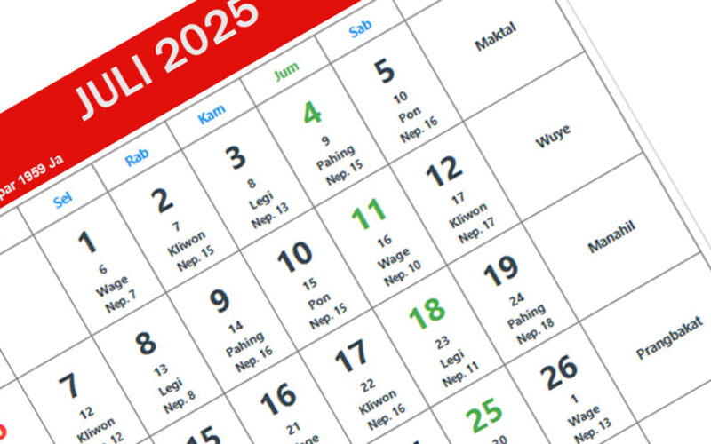 Kalender Jawa Juli 2025 pdf dan jpg