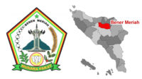lambang dan peta letak Kabupaten Bener Meriah