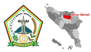 lambang dan peta letak Kabupaten Bener Meriah