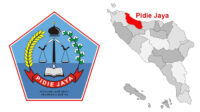 Lambang dan peta letak Kabupaten Pidie Jaya