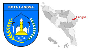 lambang dan peta letak kota langsa