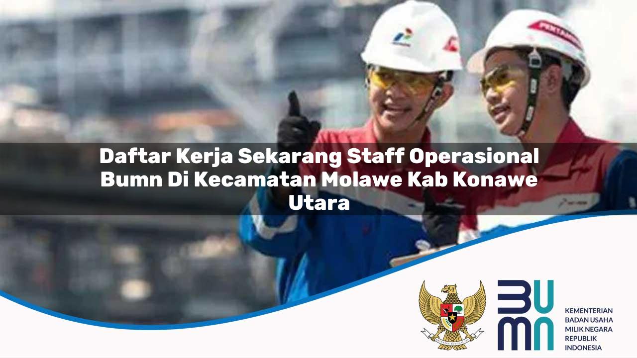 Daftar Kerja Sekarang Staff Operasional BUMN di Kecamatan Molawe, Kab. Konawe Utara