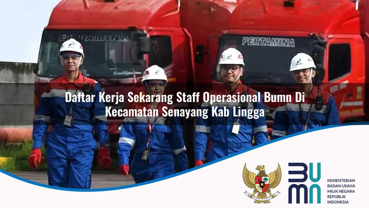 Daftar Kerja Sekarang Staff Operasional BUMN di Kecamatan Senayang, Kab. Lingga
