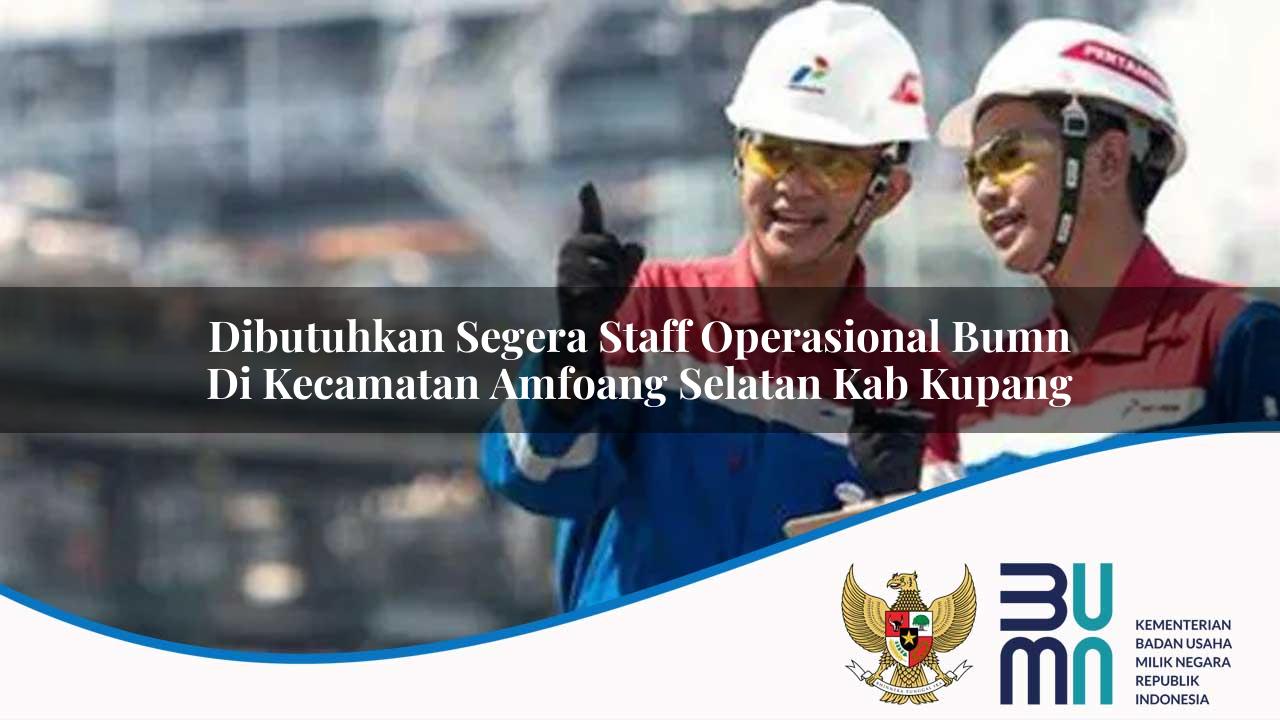 Dibutuhkan Segera Staff Operasional BUMN di Kecamatan Amfoang Selatan, Kab. Kupang