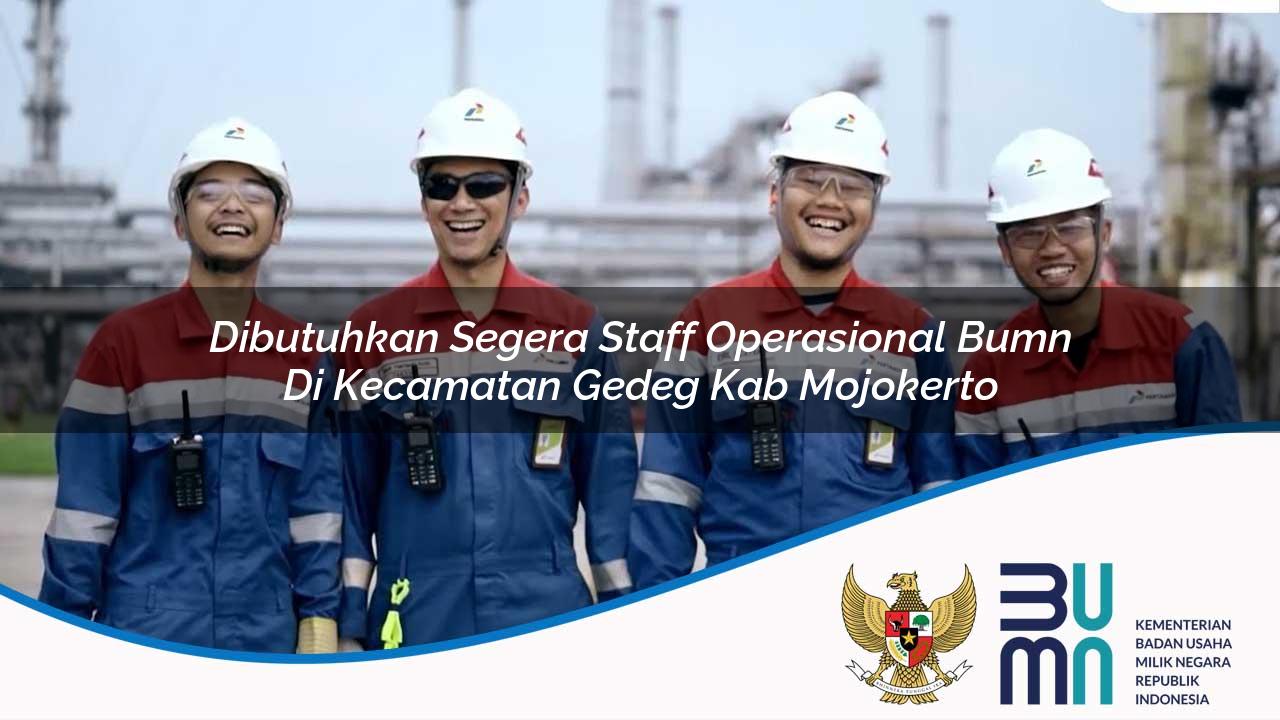 Dibutuhkan Segera Staff Operasional BUMN di Kecamatan Gedeg, Kab. Mojokerto