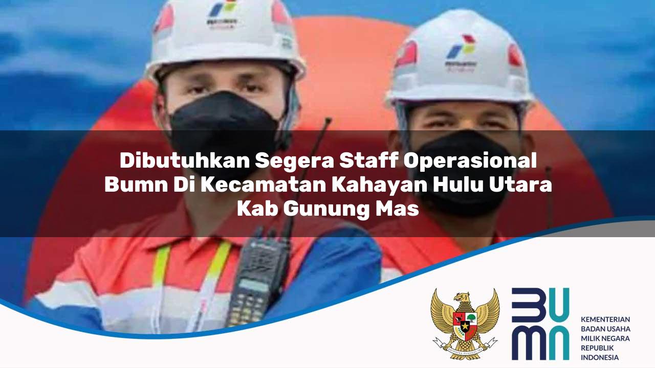 Dibutuhkan Segera Staff Operasional BUMN di Kecamatan Kahayan Hulu Utara, Kab. Gunung Mas