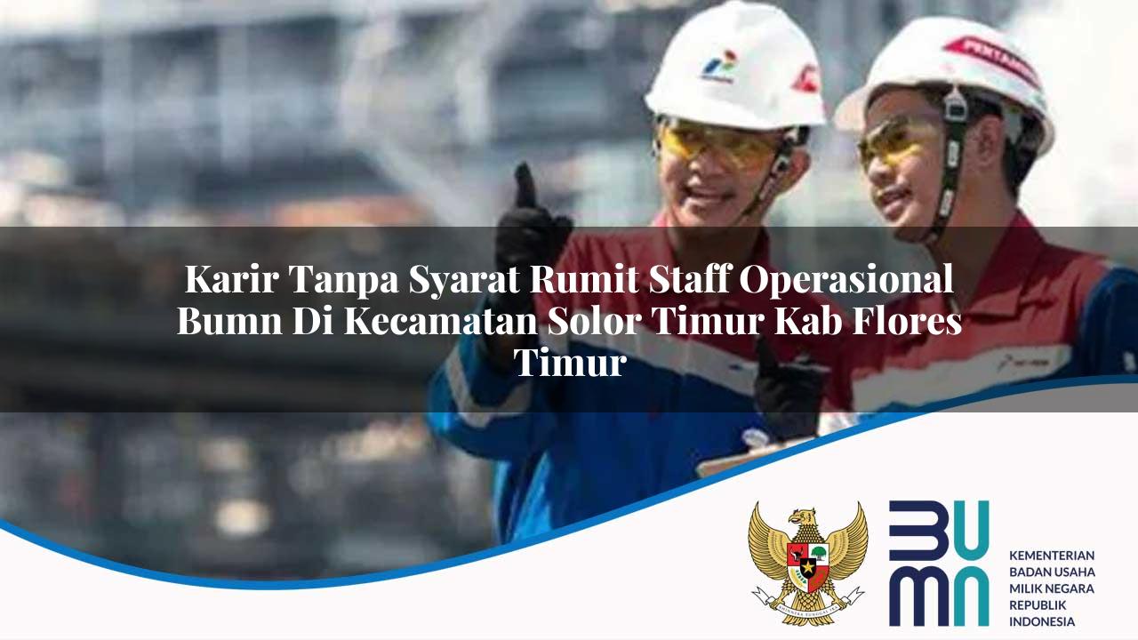Karir Tanpa Syarat Rumit Staff Operasional BUMN di Kecamatan Solor Timur, Kab. Flores Timur