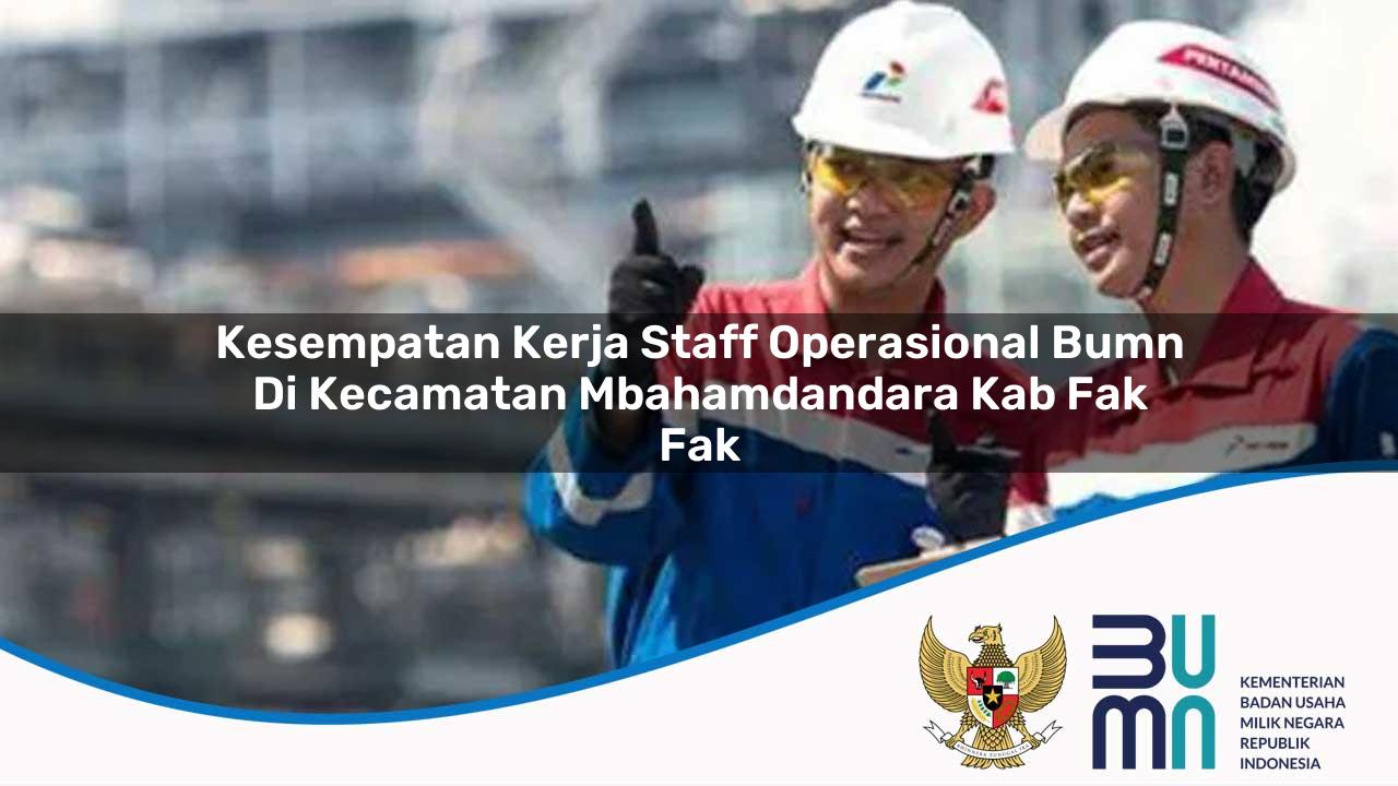 Kesempatan Kerja Staff Operasional BUMN di Kecamatan Mbahamdandara, Kab. Fak Fak