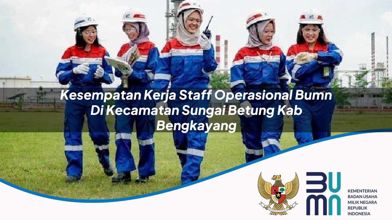 Kesempatan Kerja Staff Operasional BUMN di Kecamatan Sungai Betung, Kab. Bengkayang