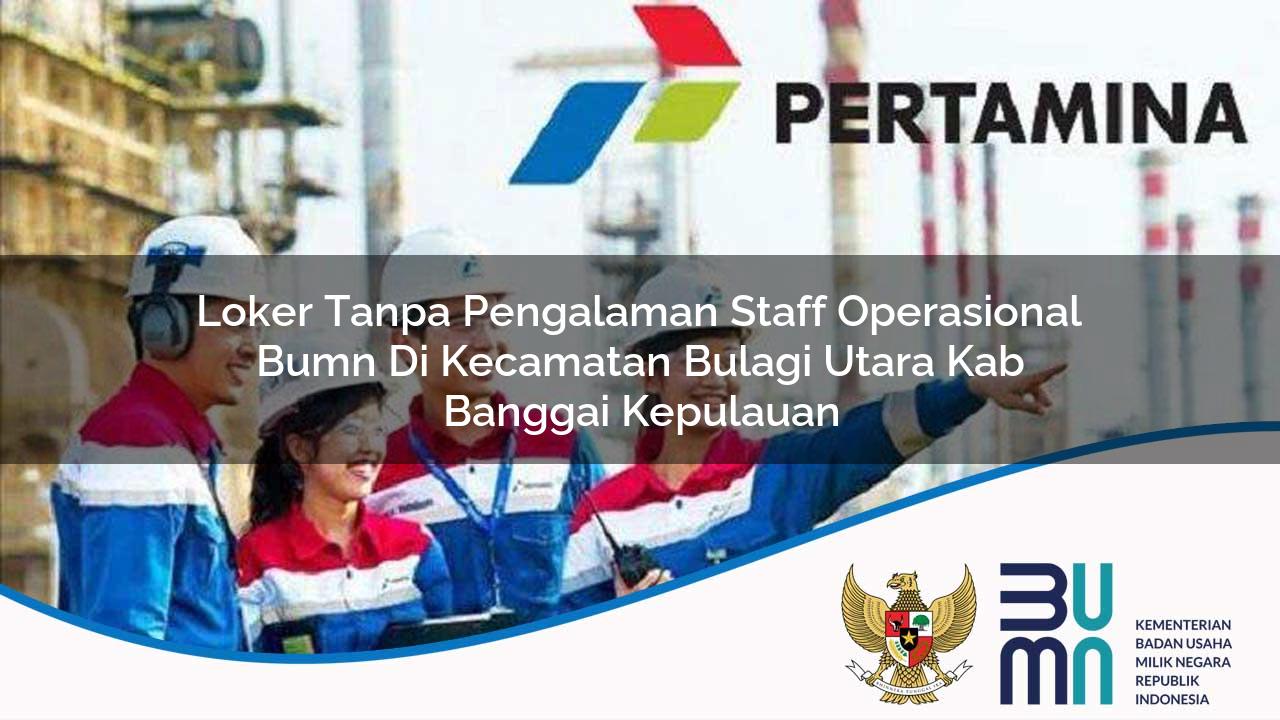 Loker Tanpa Pengalaman Staff Operasional BUMN di Kecamatan Bulagi Utara, Kab. Banggai Kepulauan