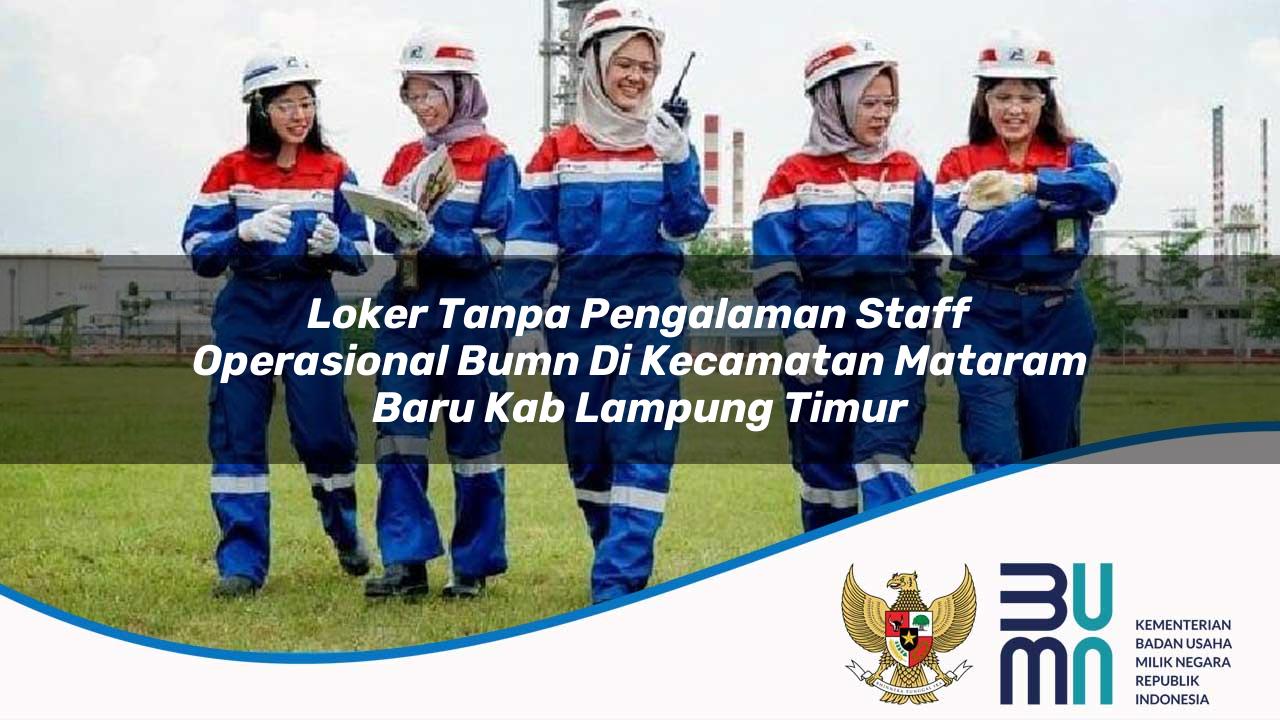 Loker Tanpa Pengalaman Staff Operasional BUMN di Kecamatan Mataram Baru, Kab. Lampung Timur