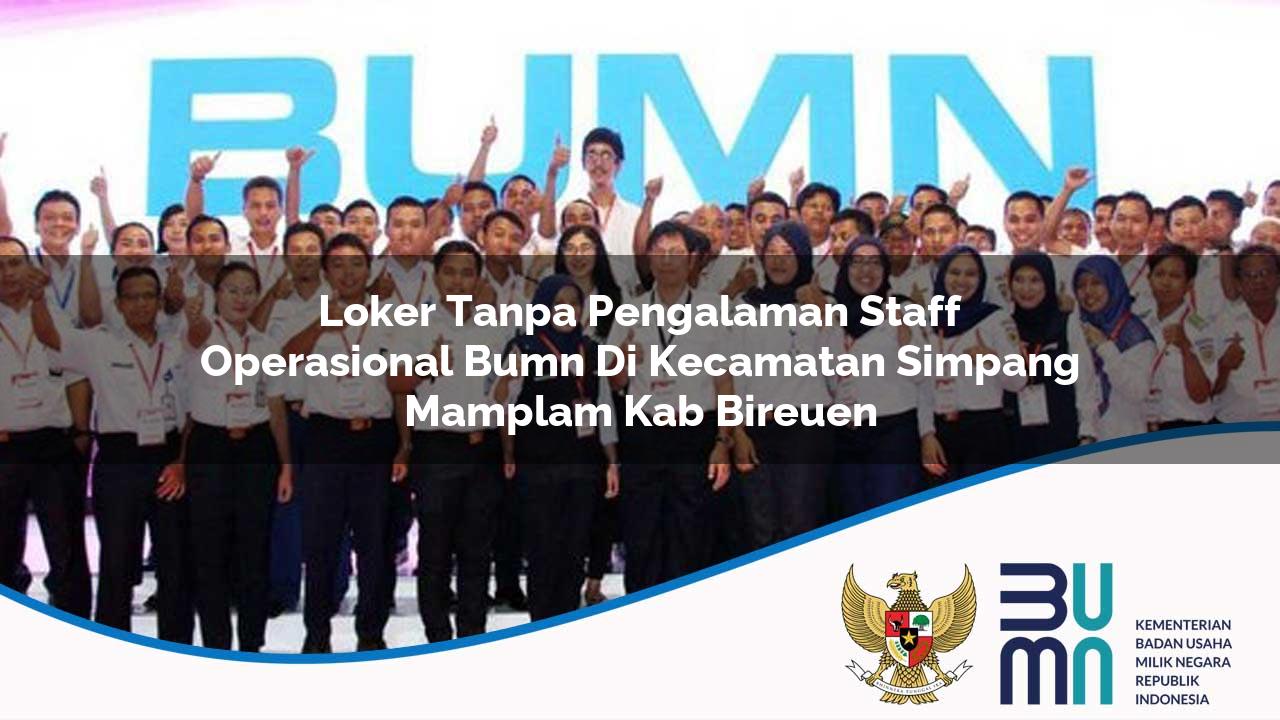 Loker Tanpa Pengalaman Staff Operasional BUMN di Kecamatan Simpang Mamplam, Kab. Bireuen