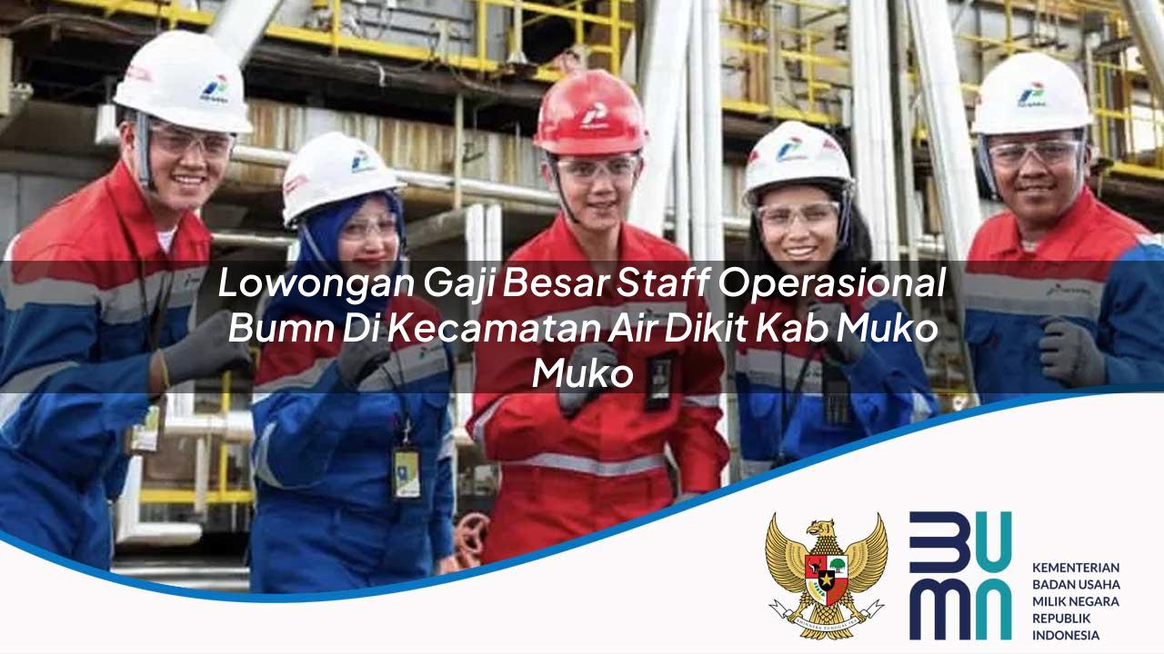 Lowongan Gaji Besar Staff Operasional BUMN di Kecamatan Air Dikit, Kab. Muko Muko